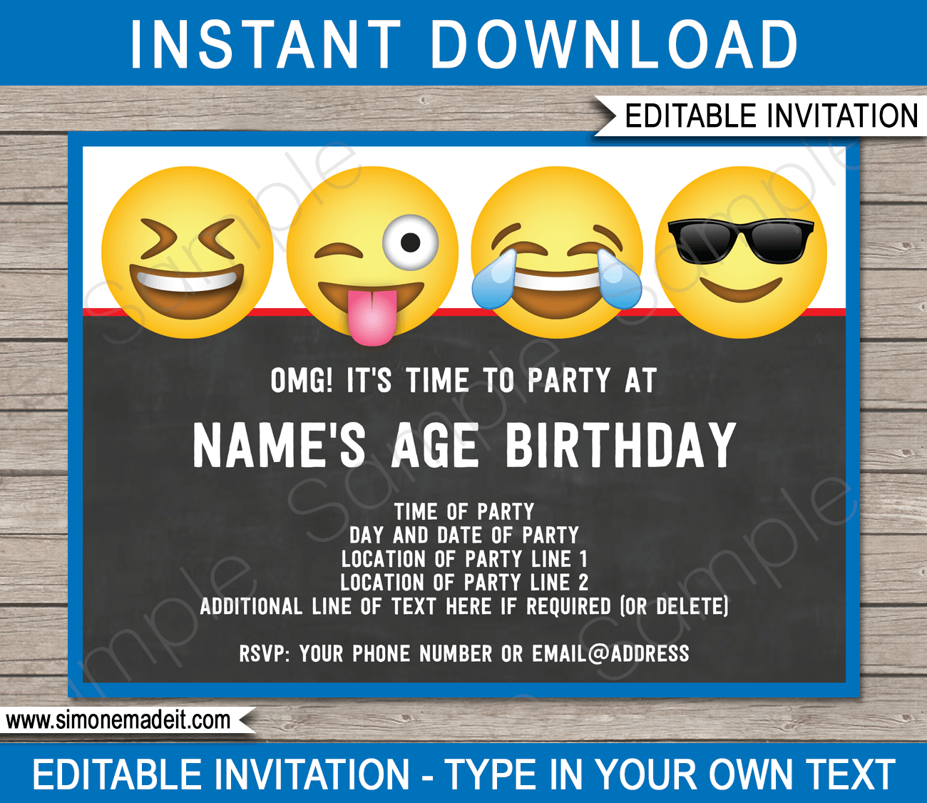 Free Printable Emoji Birthday Invitations