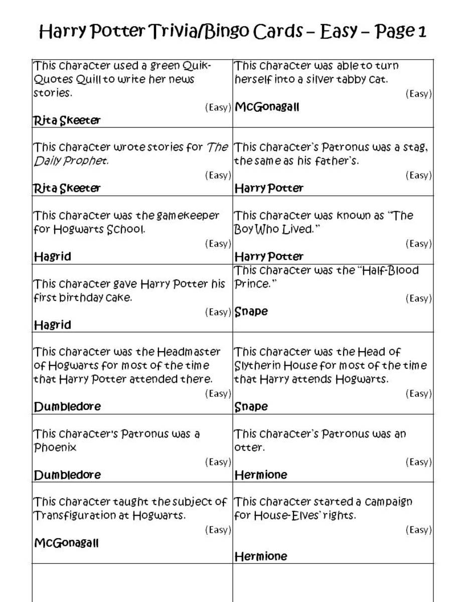 Entertaining Harry Potter Party Games Printables And Group Games HubPages