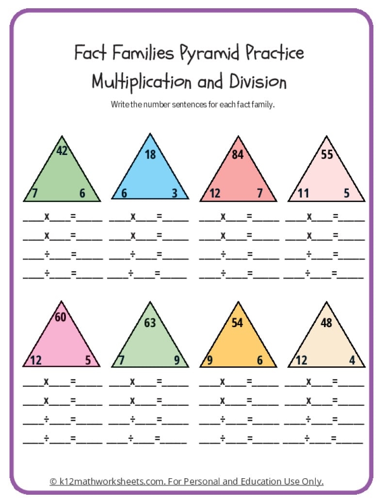Fact Family Worksheets