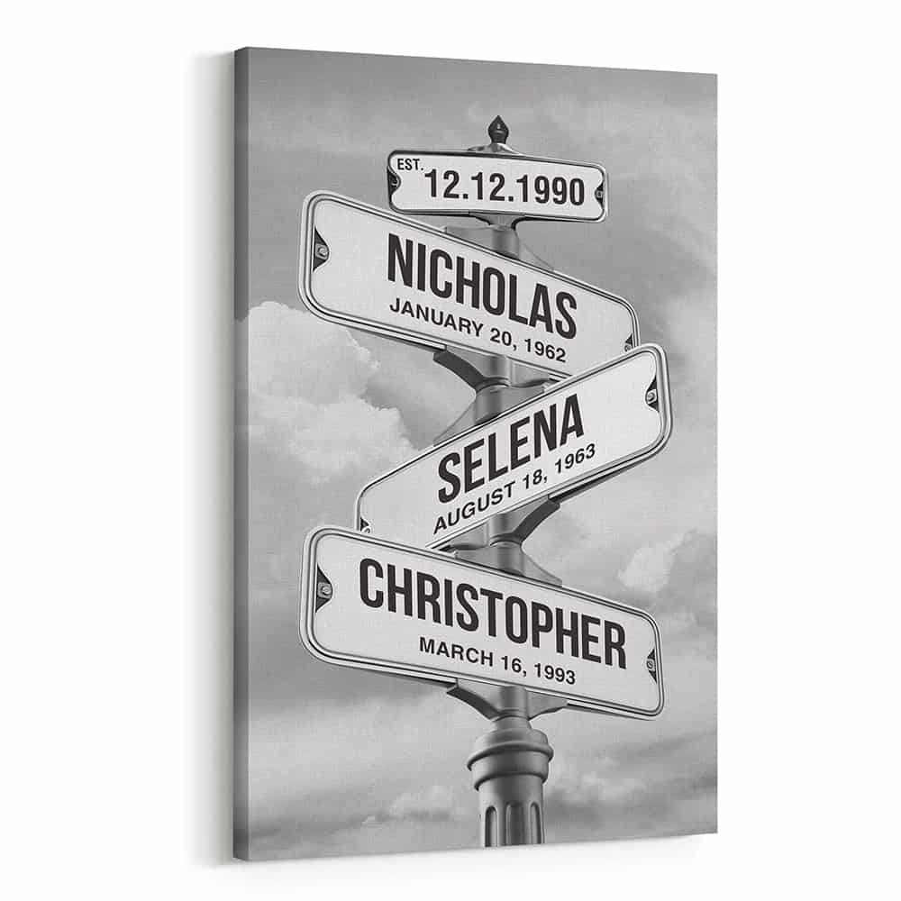 Family Street Sign Custom Multi Name Canvas Print 365Canvas