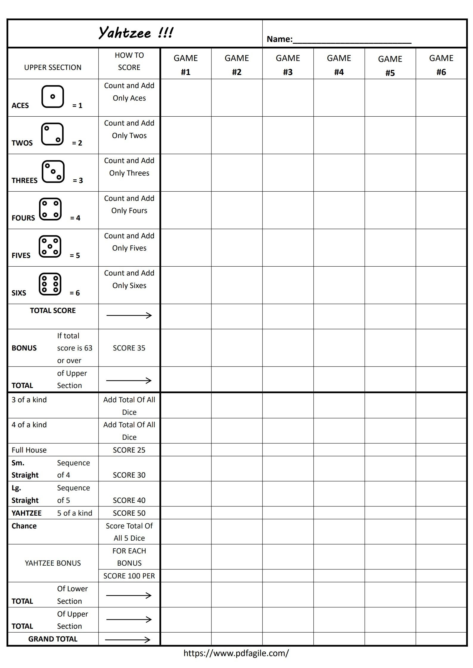 Farkle Score Sheet Free Printable