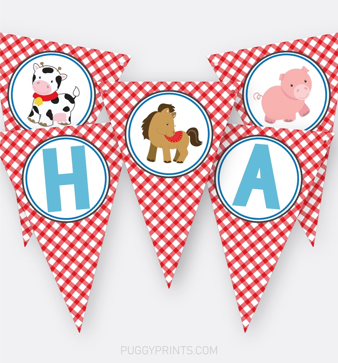 Farm Happy Birthday Banner Printable Farm Birthday Party Banner Barnyard Banner Farm Banner Farm Party Decorations Boy Barnyard Party Etsy