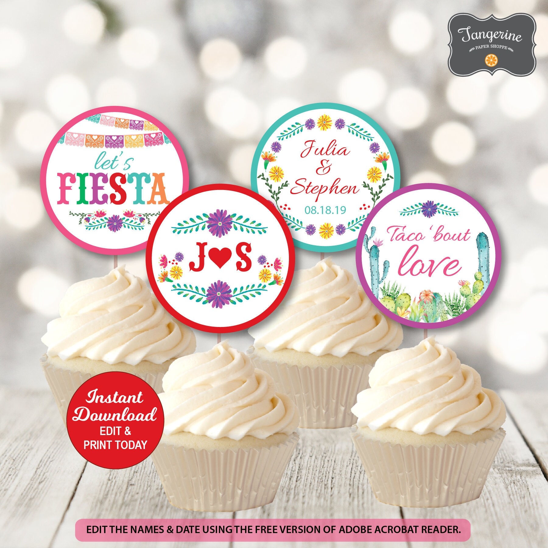 Free Printable Fiesta Cupcake Toppers