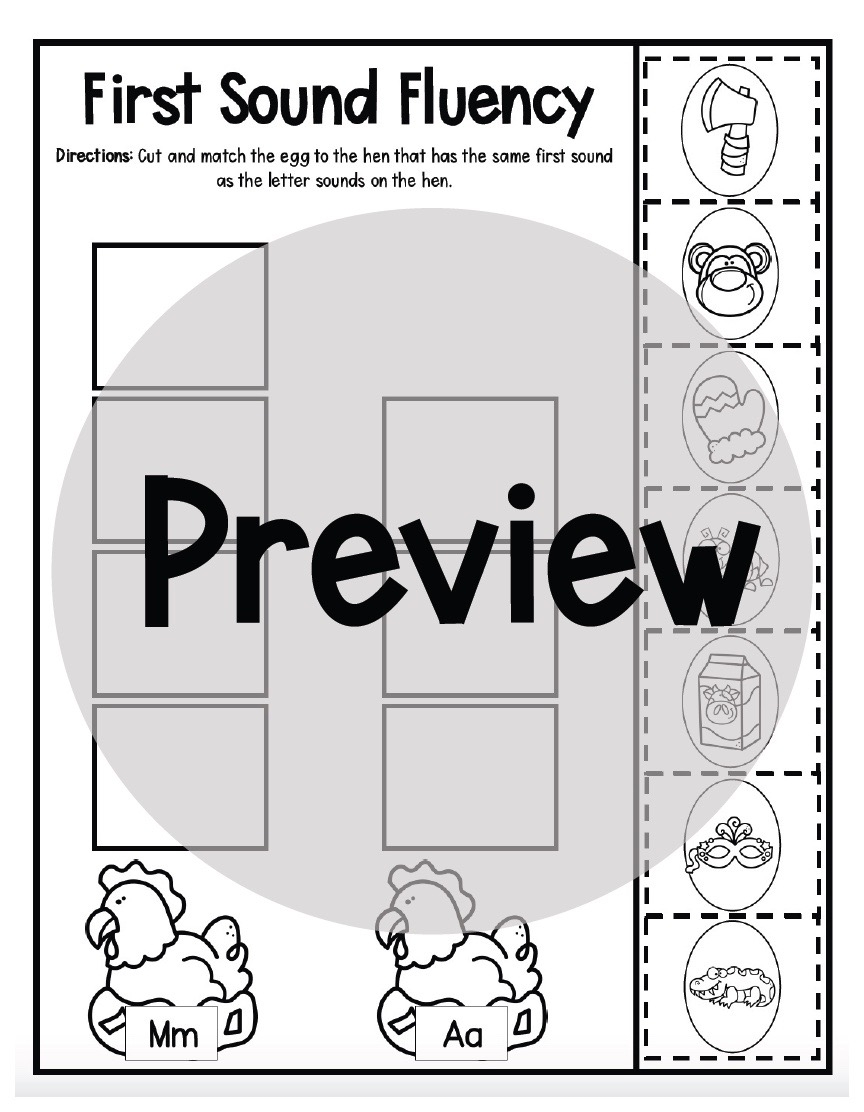 First Sound Fluency Free Printable