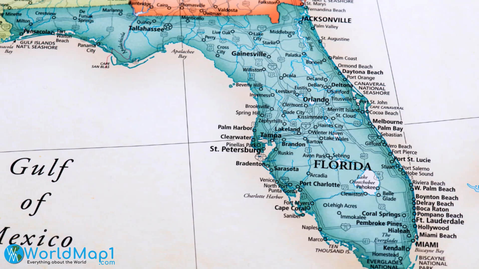 Florida Map With Major Cities Tourist Destinations Landmarks USA Worksheets Library
