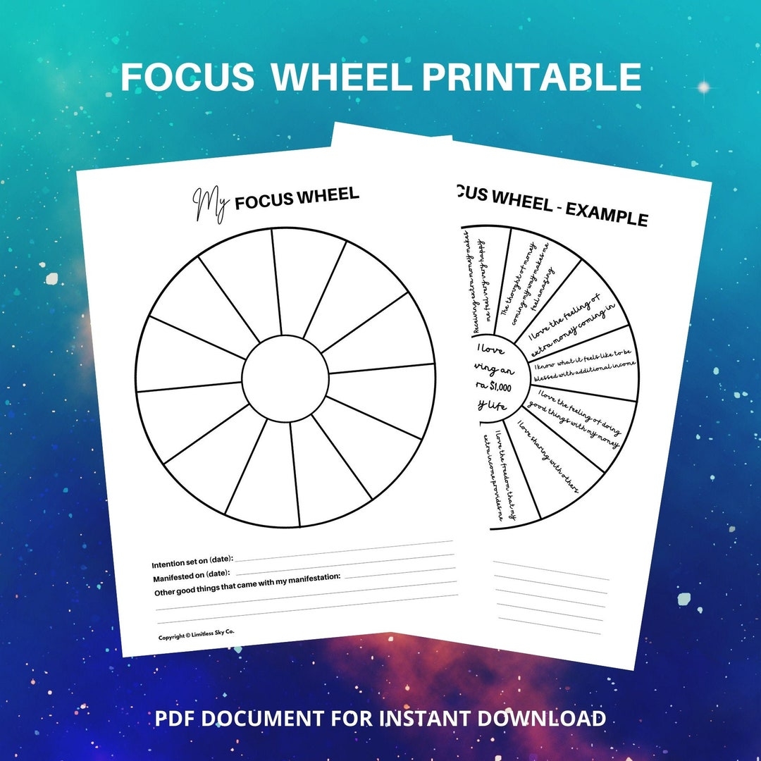 Focus Wheel Printable Law Of Attraction By Abraham Hicks Manifestation Exercise Worksheet Templates Abundance Print For Vision Board 2024 Etsy