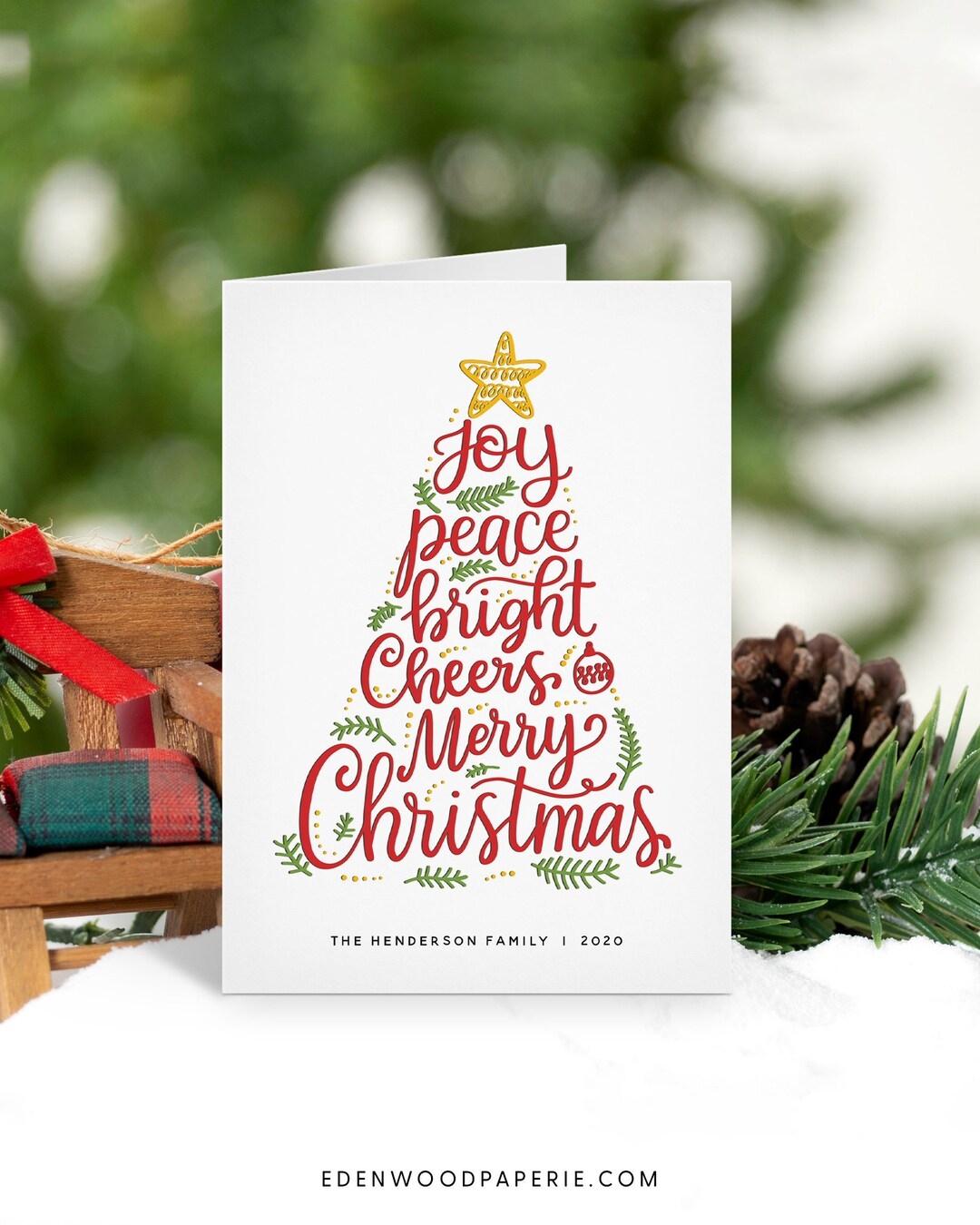 Folded Christmas Card Template 5x7 Happy Holidays Greeting Card Printable Christmas Cards Editable Christmas Card Download Templett Etsy