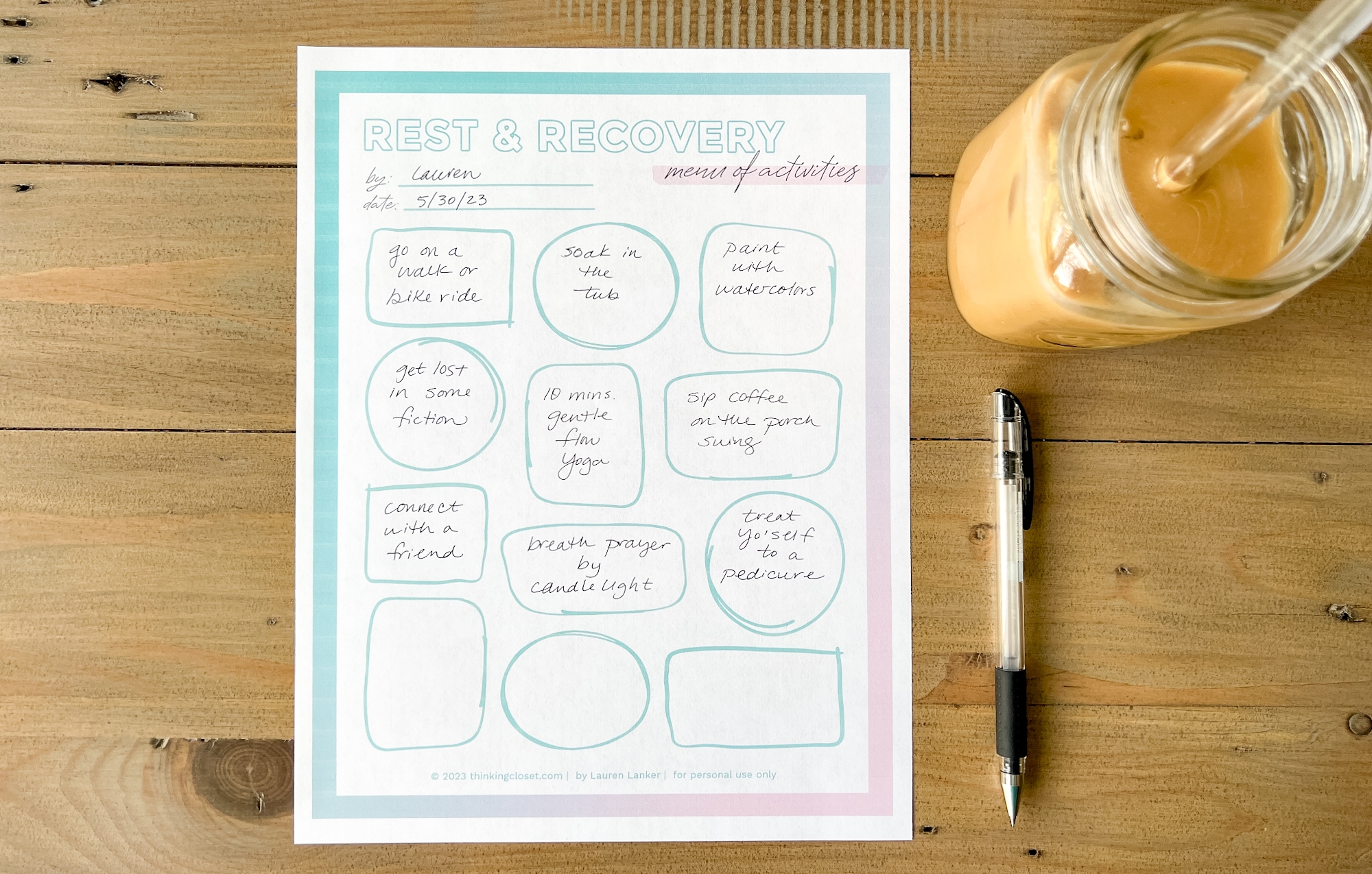 Recovery Free Printables