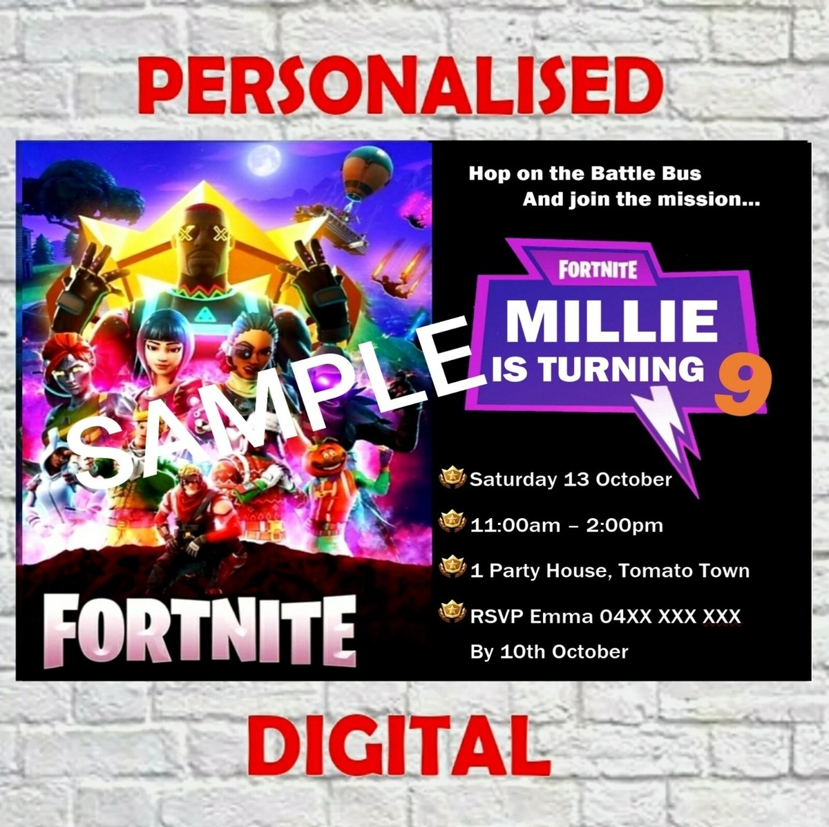 Fortnite Birthday Invitations Free Printable