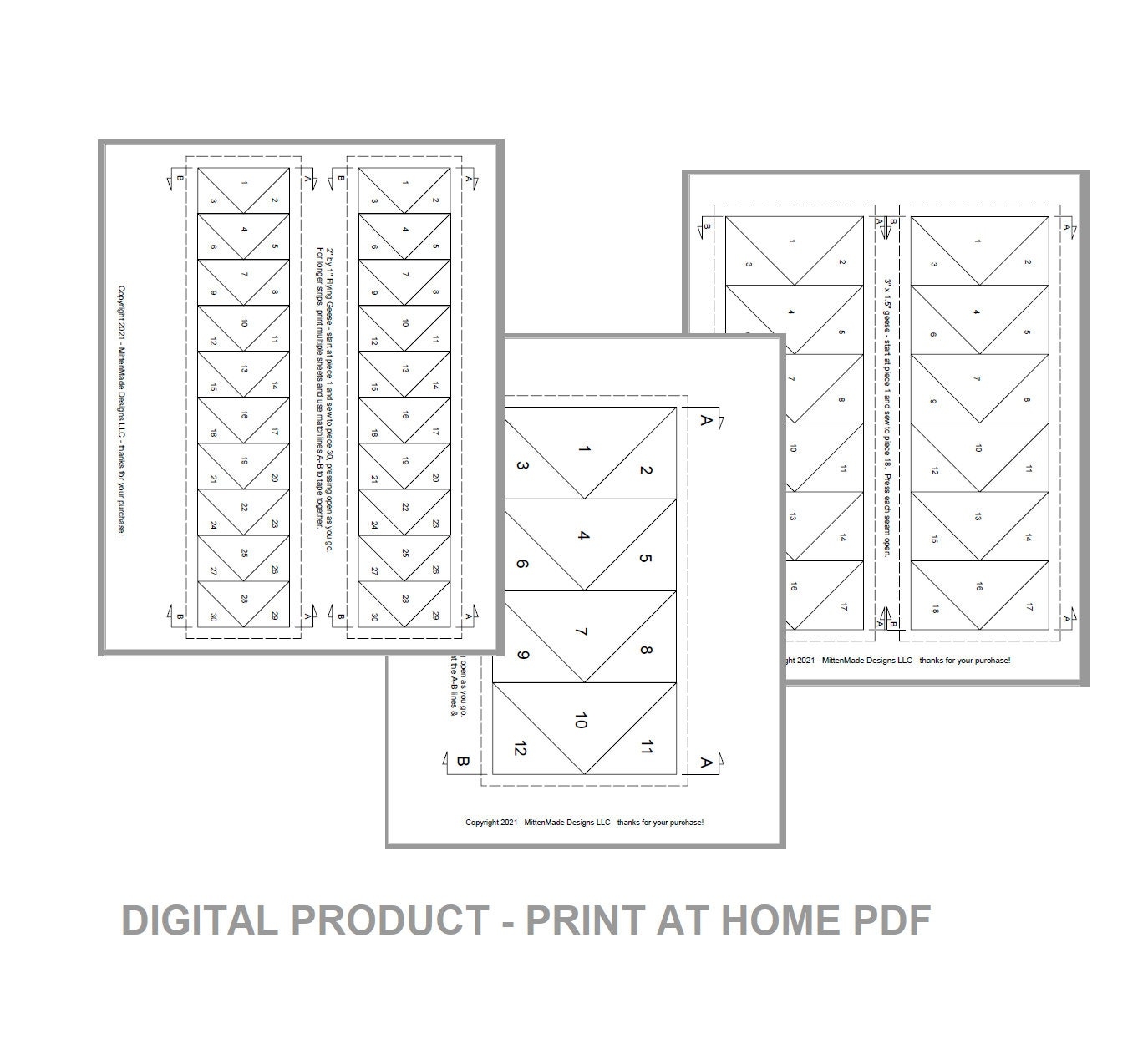 FPP Print Your Own Flying Geese 8 Sizes Foundation Paper Piecing PDF Beginner Friendly Etsy