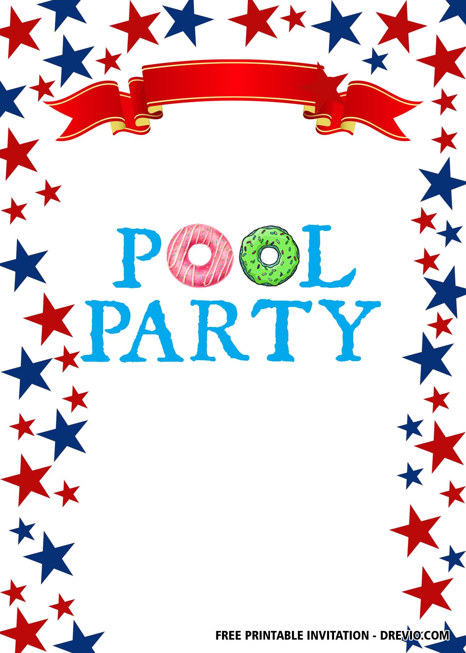 FREE 4th July Pool Party Invitation Templates