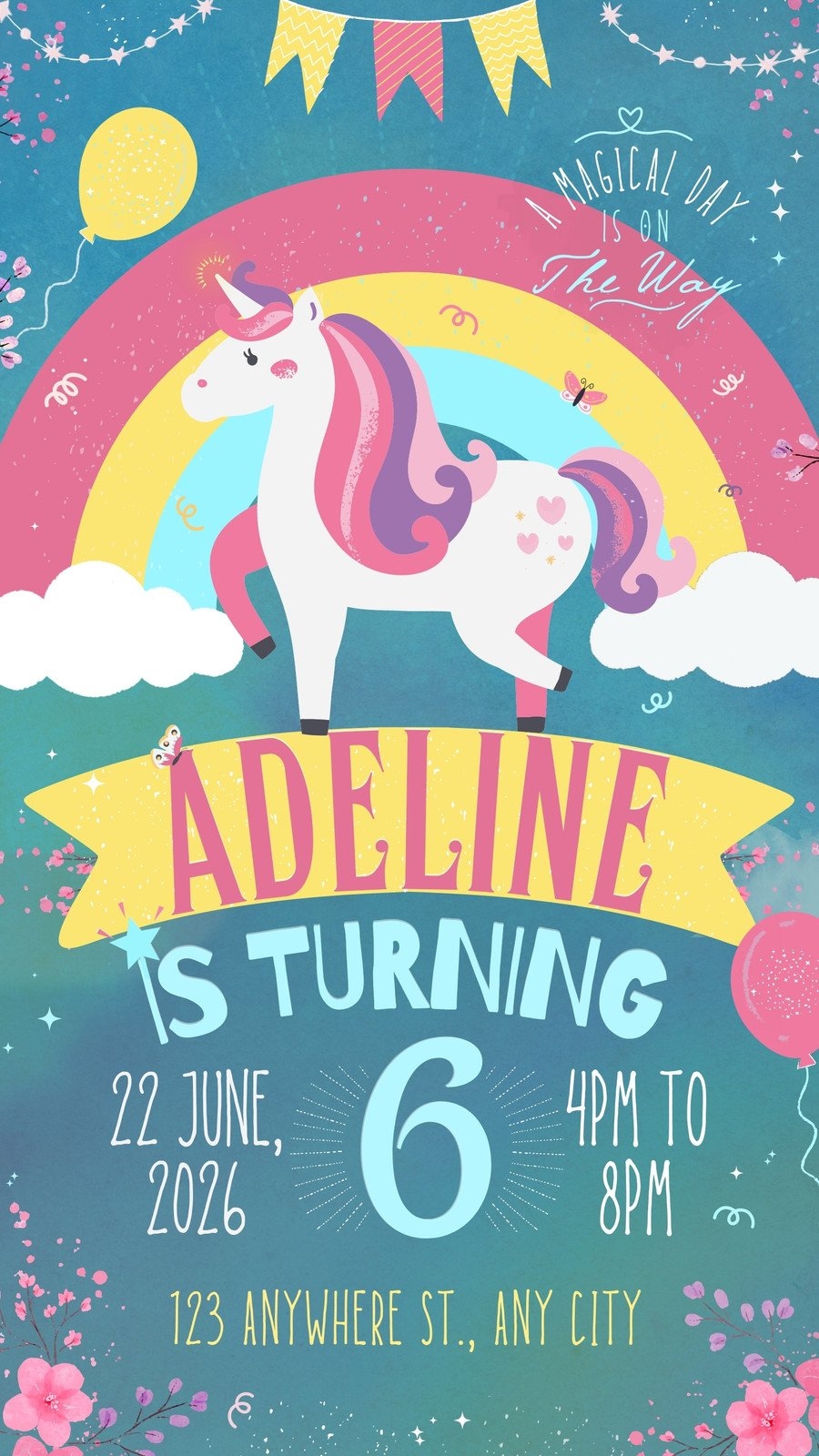 Unicorn Birthday Invitations Free Printable