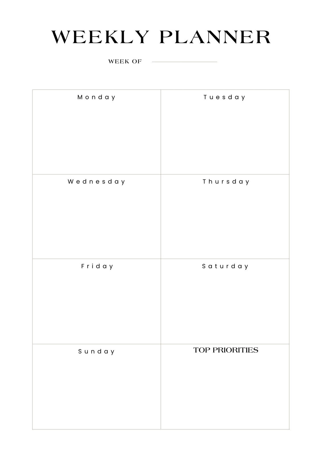 Free Vertical Weekly Planner Printable