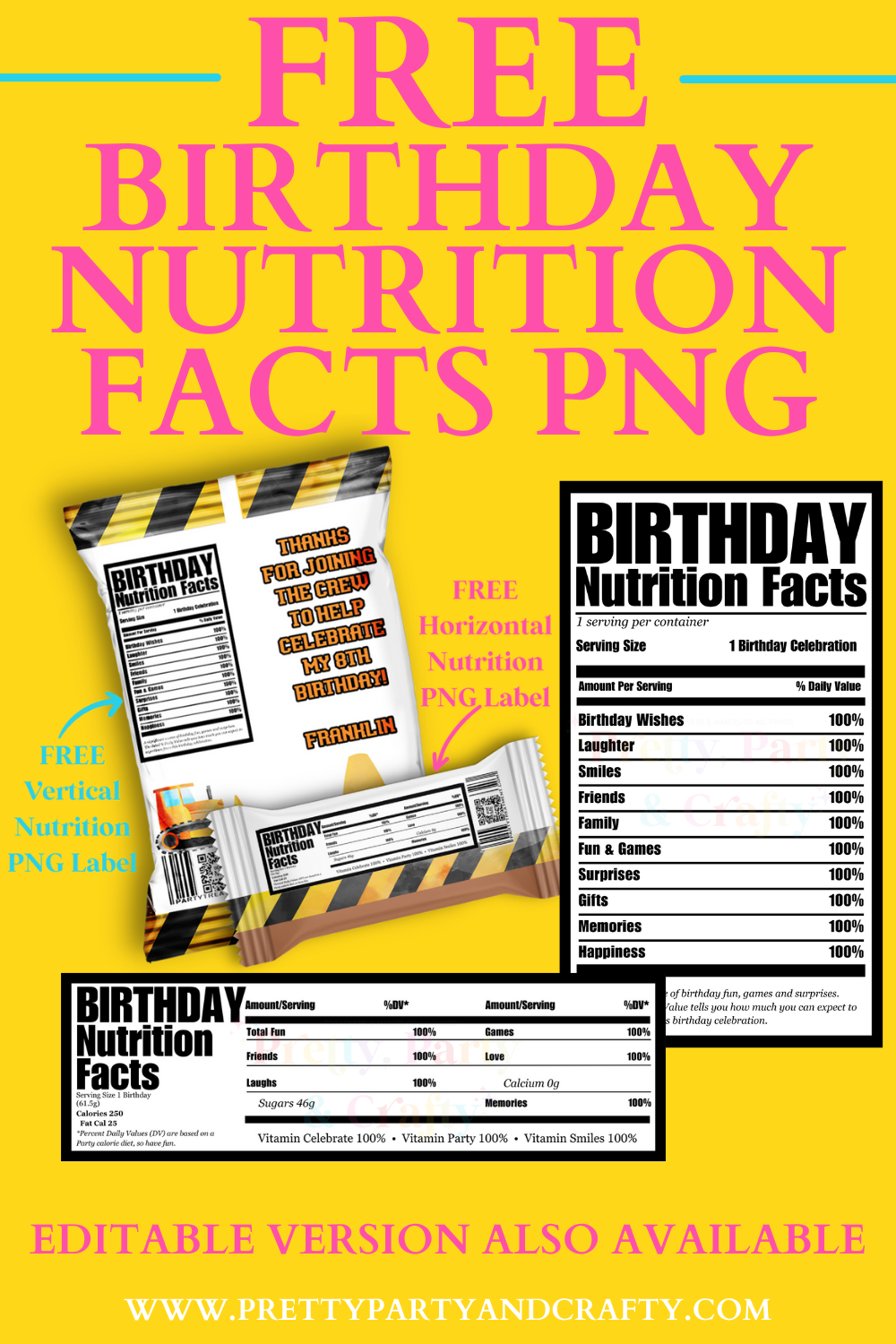 Free Birthday Nutrition Facts PNG Pretty Party Crafty