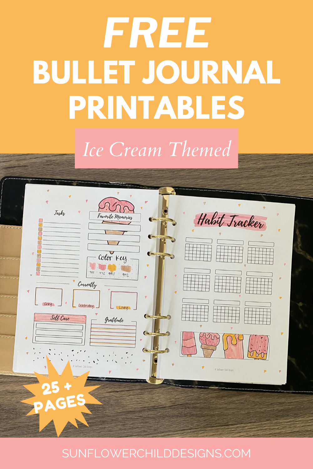 Free Bullet Journal Printables 25 Pages With Doodles Sunflower Child Designs