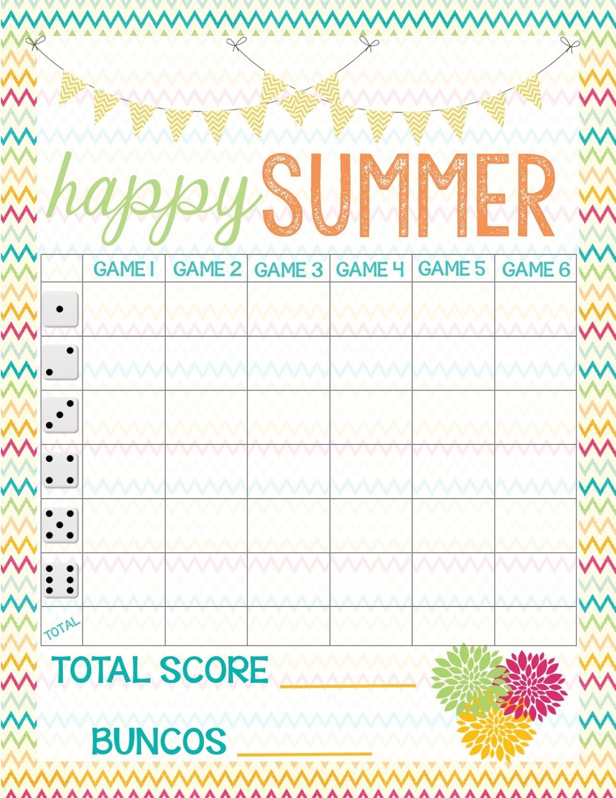 Free Bunco Score Sheet