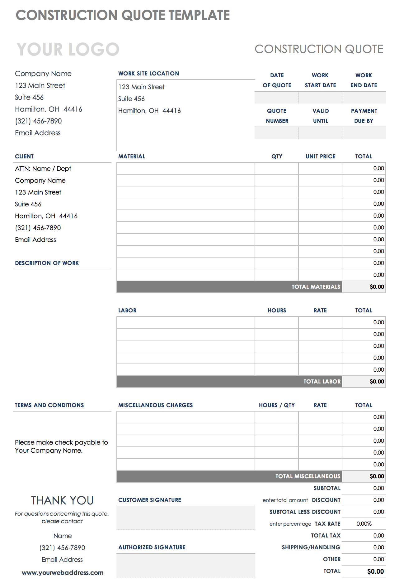 Free Printable Templates For Quotes