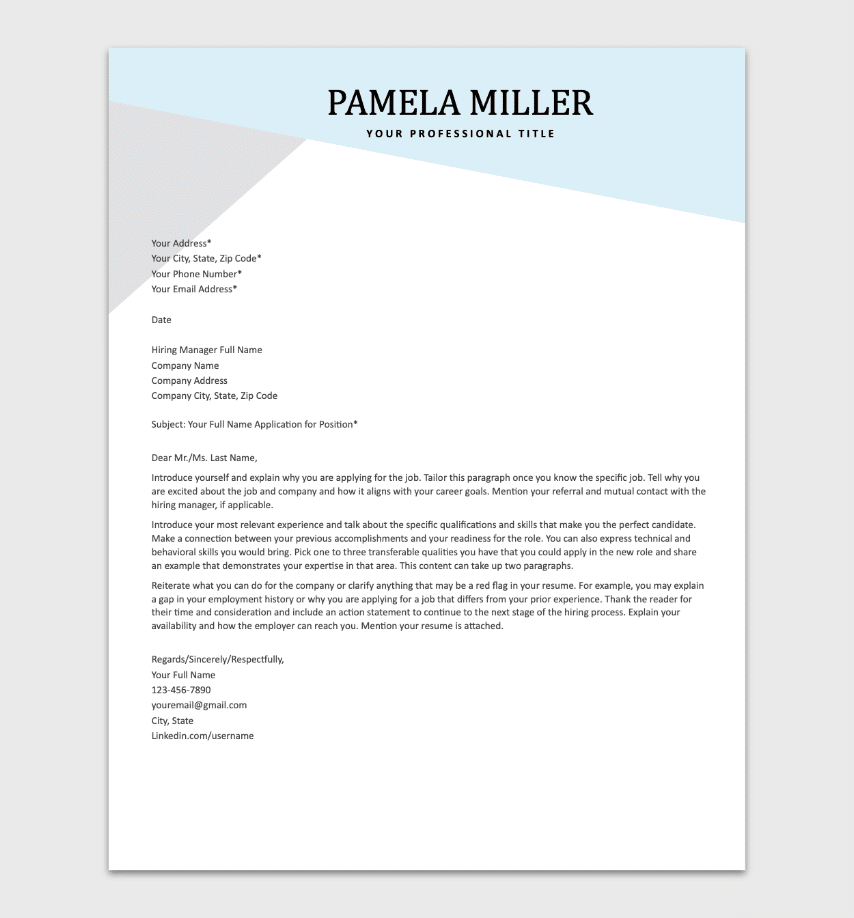 Free Cover Letter Templates For Word Download Instantly