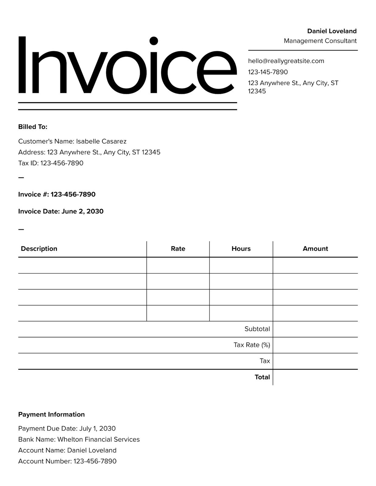 Printable Free Invoices