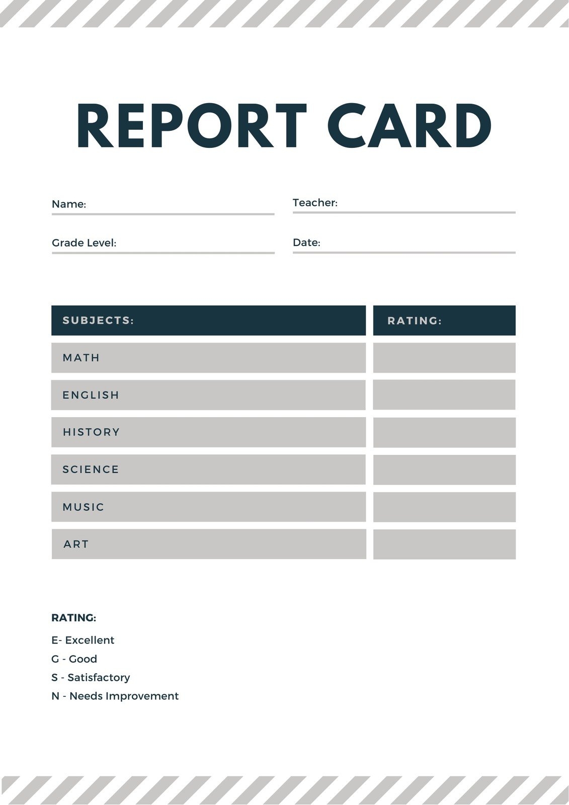 Homeschool Report Card Free Printable