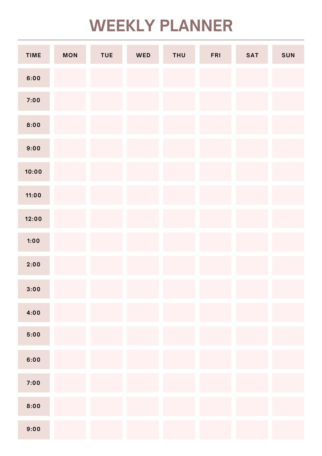 Free Printable Work Schedule