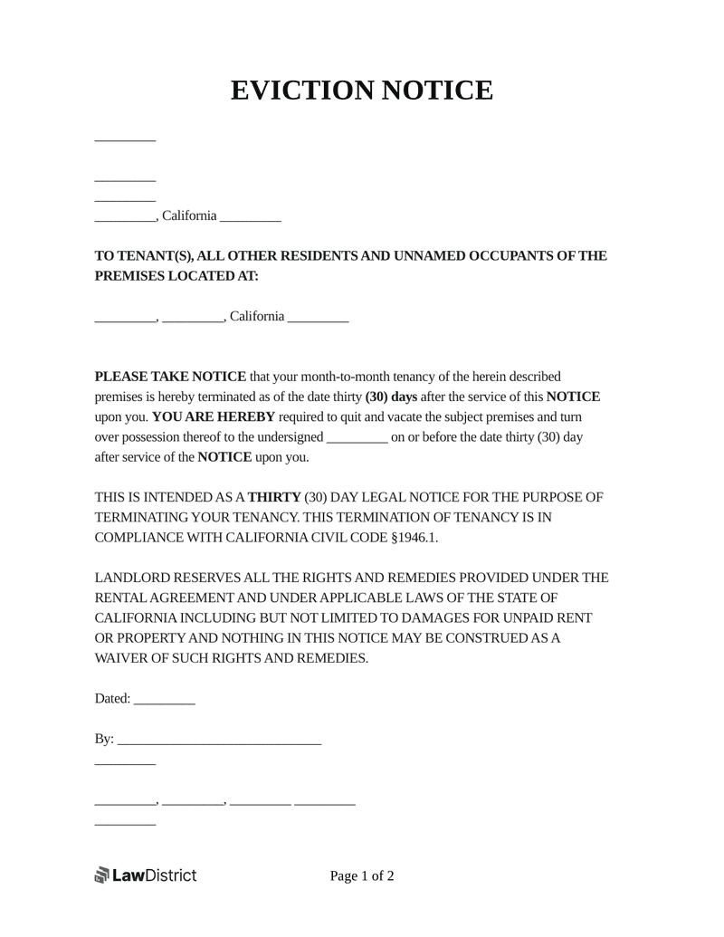 Printable Eviction Notice Free