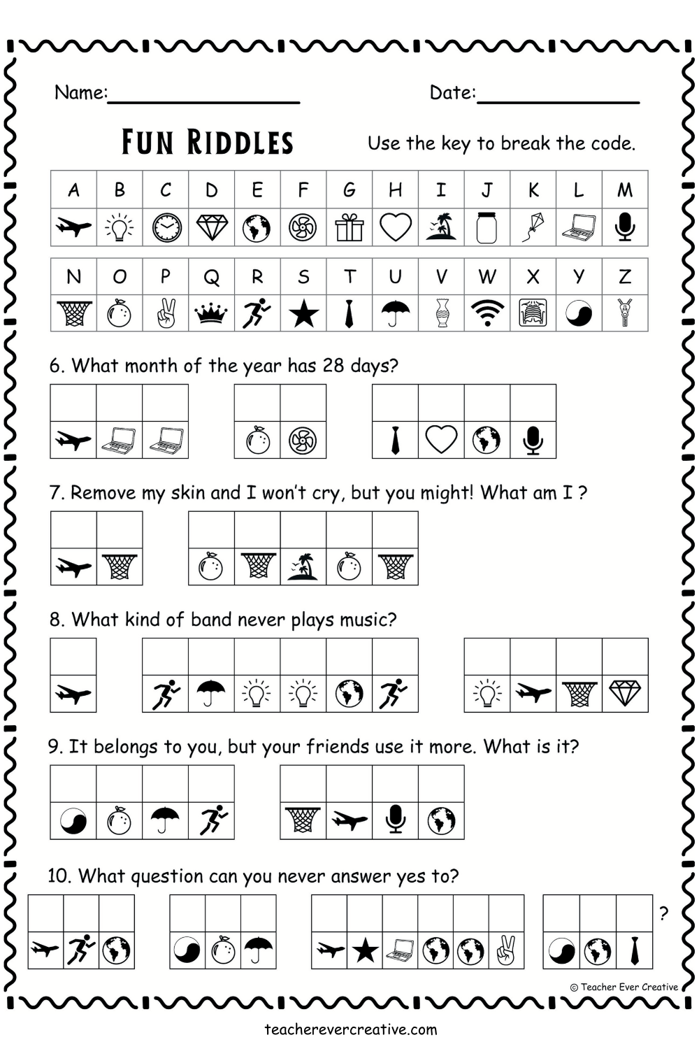 FREE Fun Riddles Cryptogram For Kids Free Printable Worksheets