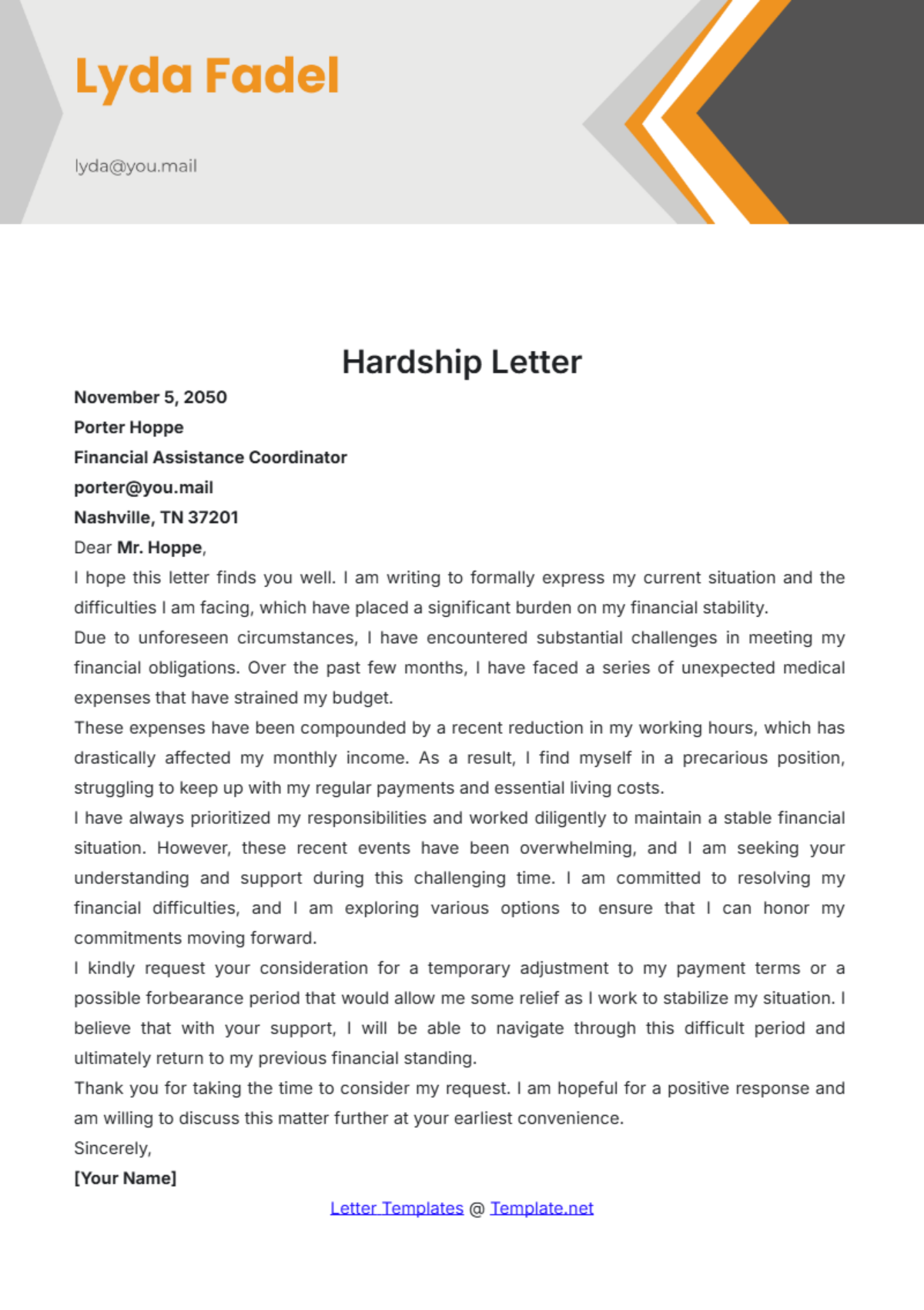 FREE Hardship Letter Templates Edit Online Download Template
