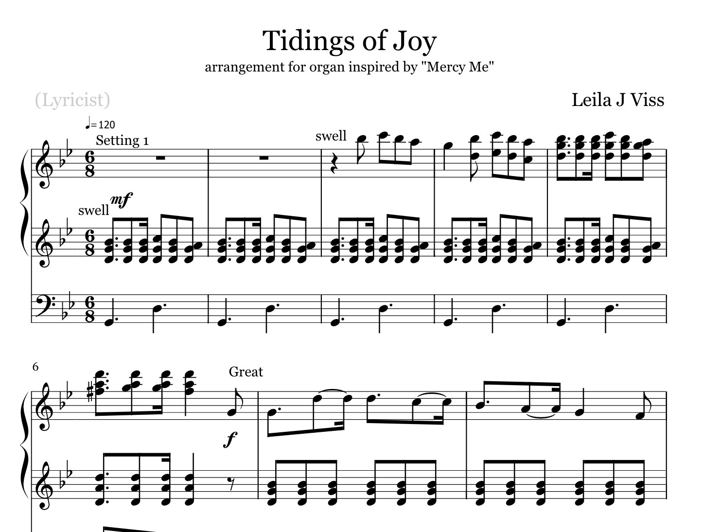 Free Printable Organ Sheet Music