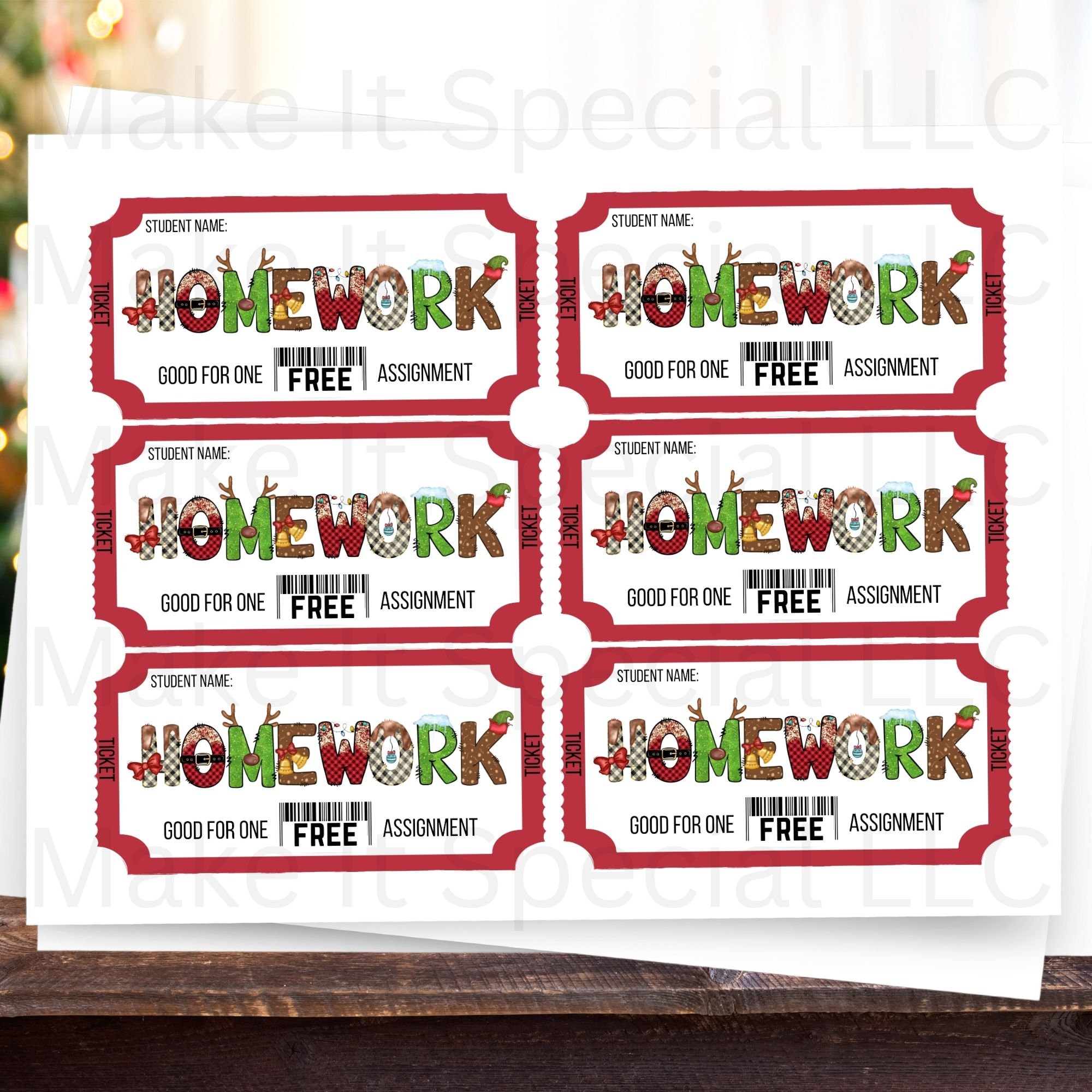 Free Homework Pass Teacher Gifts Box Homework Coupon Digital Teacher Planner Homework Christmas Homework Pass Etsy