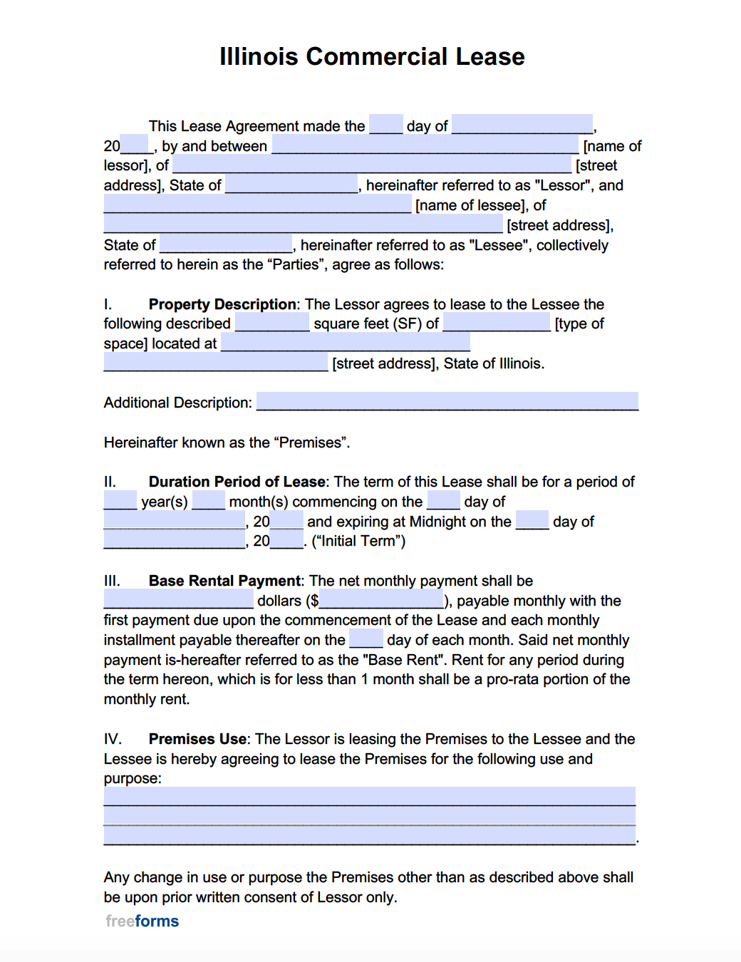 Free Illinois Commercial Lease Agreement Template PDF Word