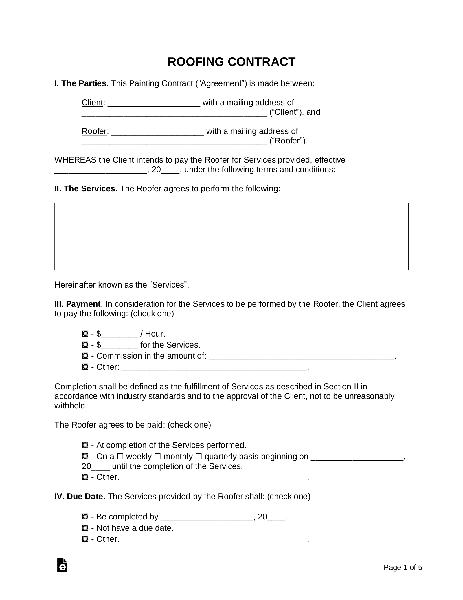 Free Printable Contractor Forms