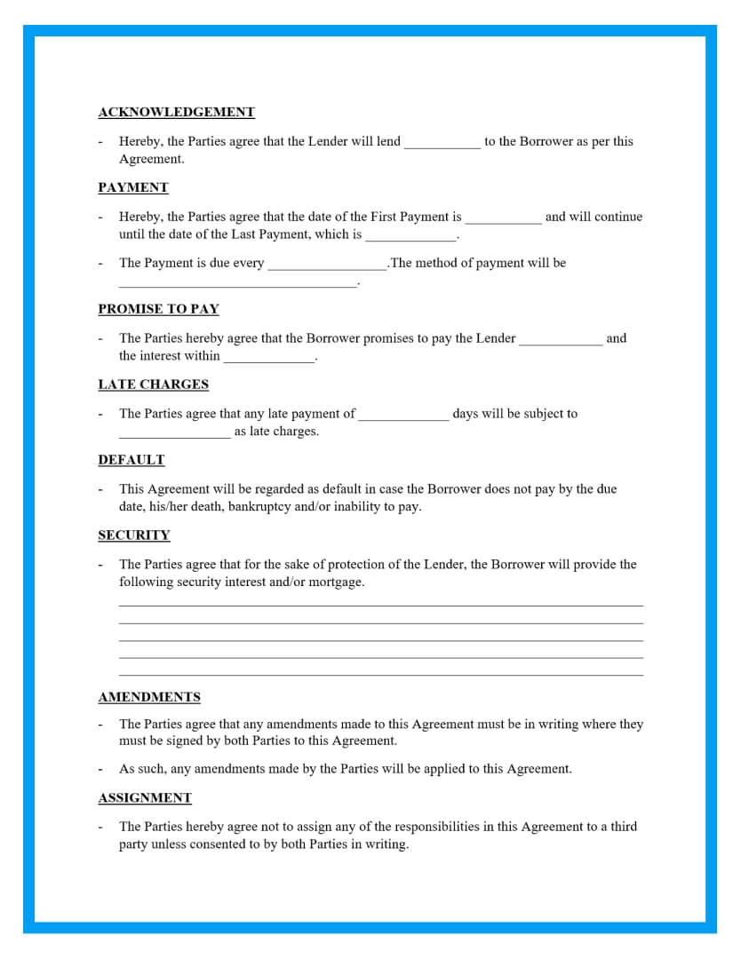 Free Printable Loan Document