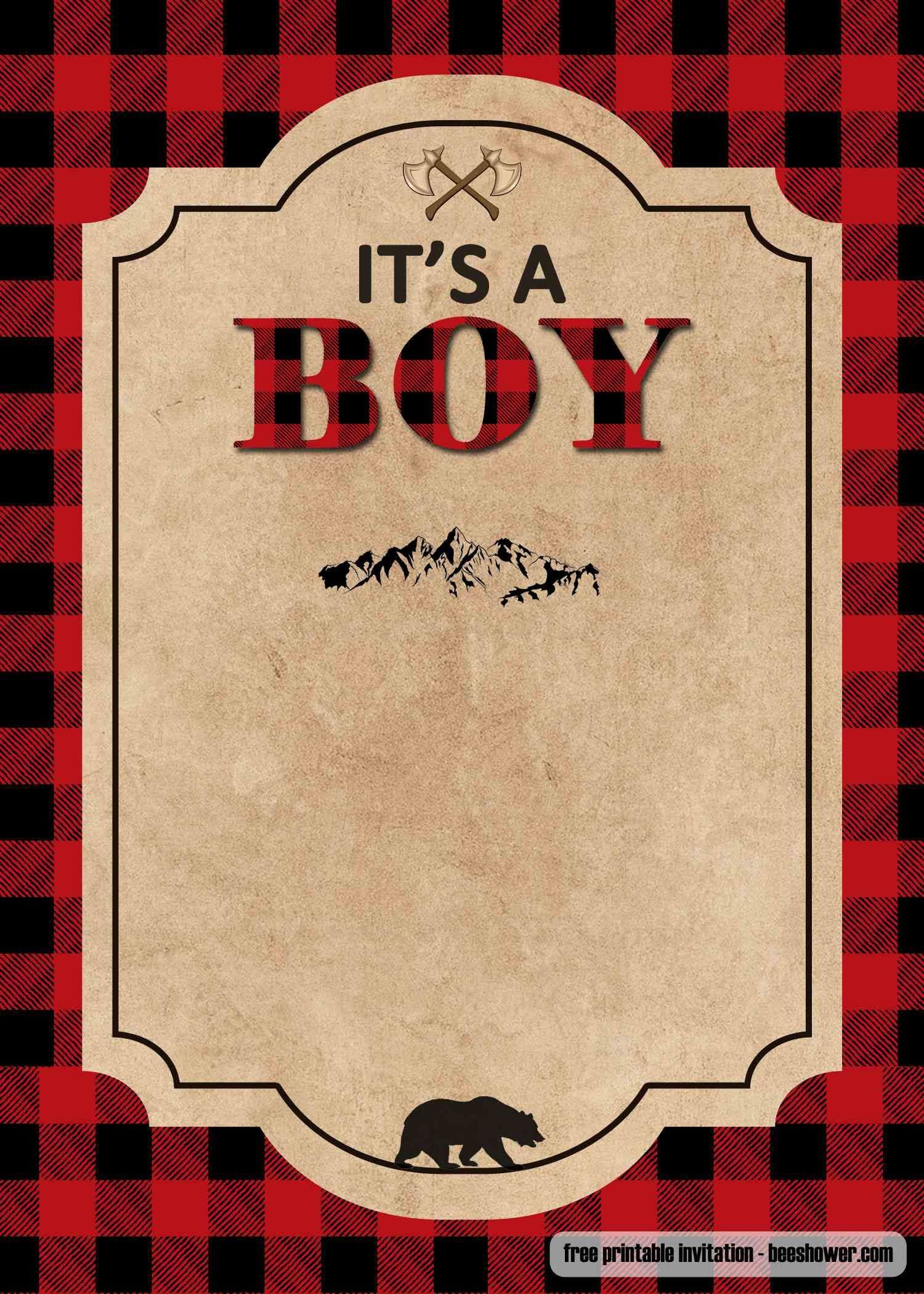 FREE Lumberjack Baby Shower Invitation Templates