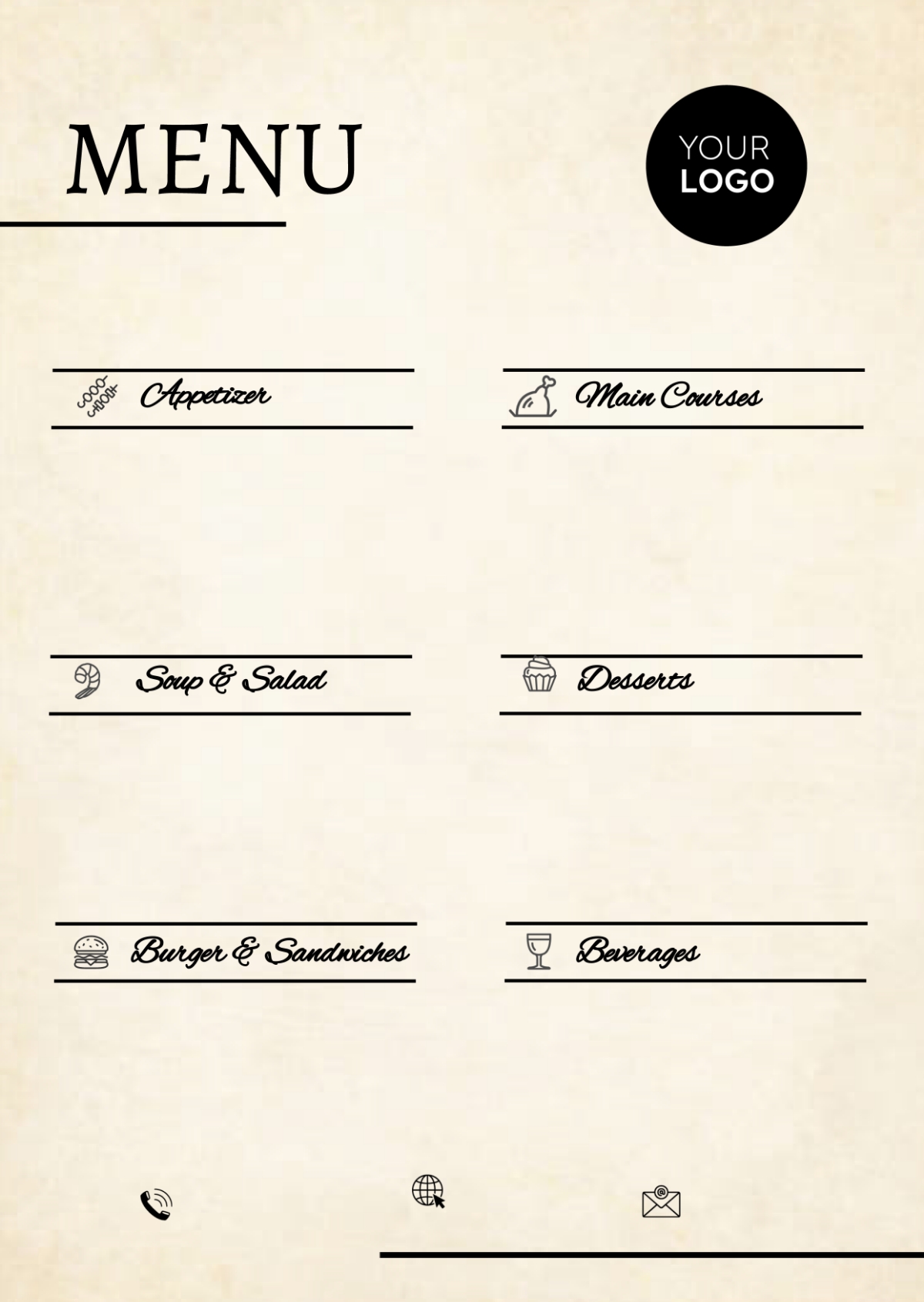 Free Printable Restaurant Menu Templates