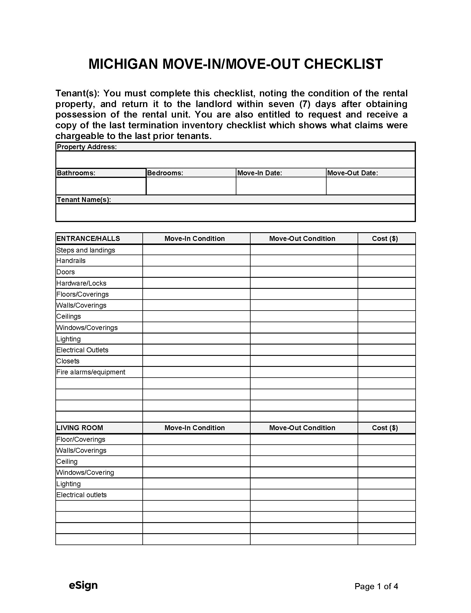 Printable Rental Inspection Checklist Free