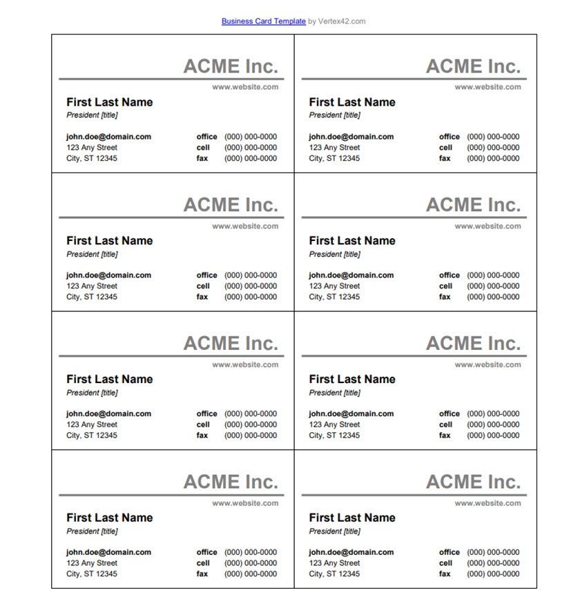 Free Printable Business Card