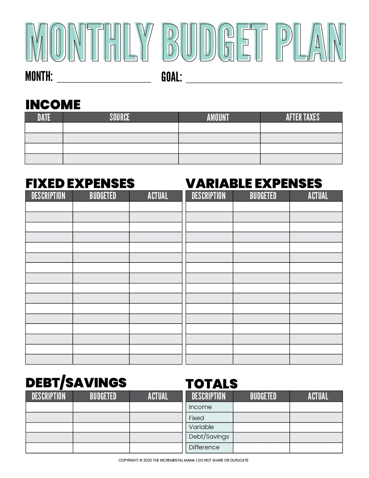Budgeting Sheets Free Printable