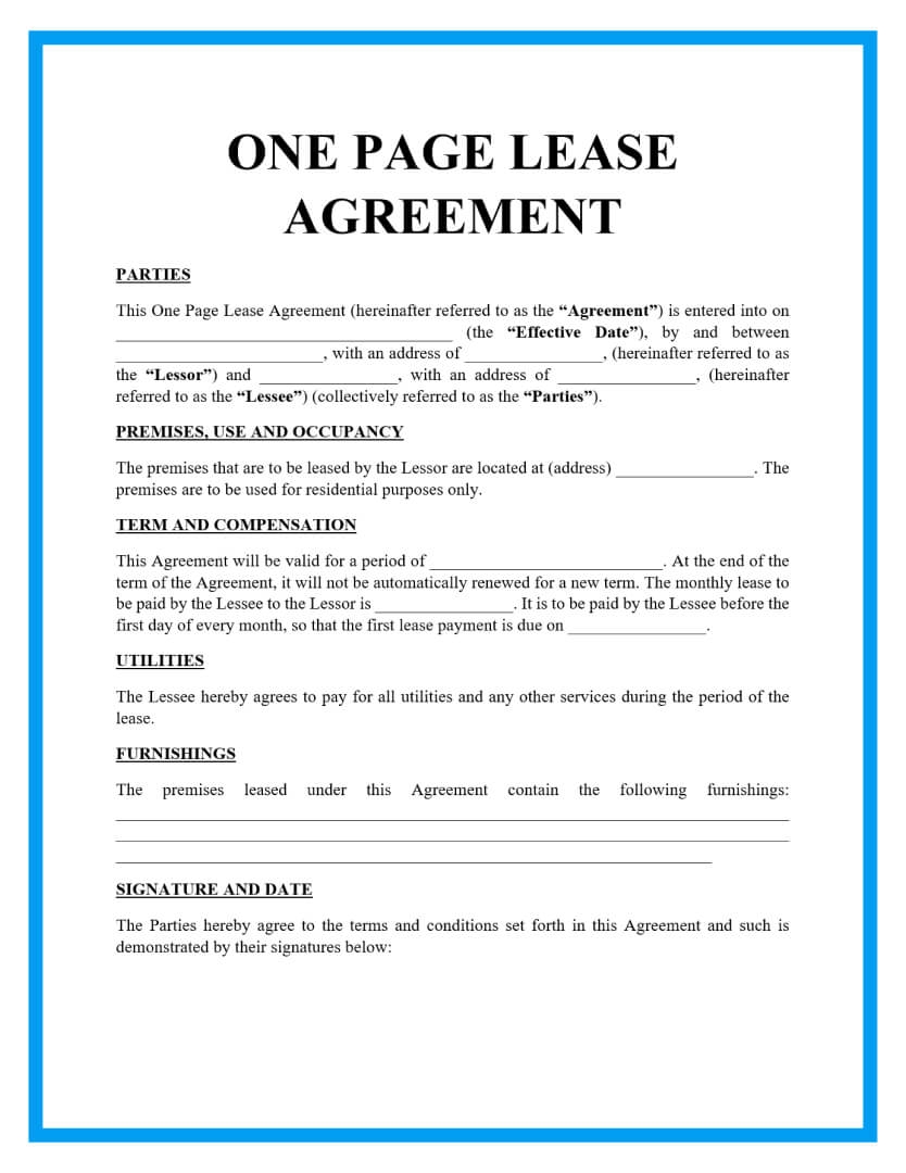 Free Printable Rental Lease