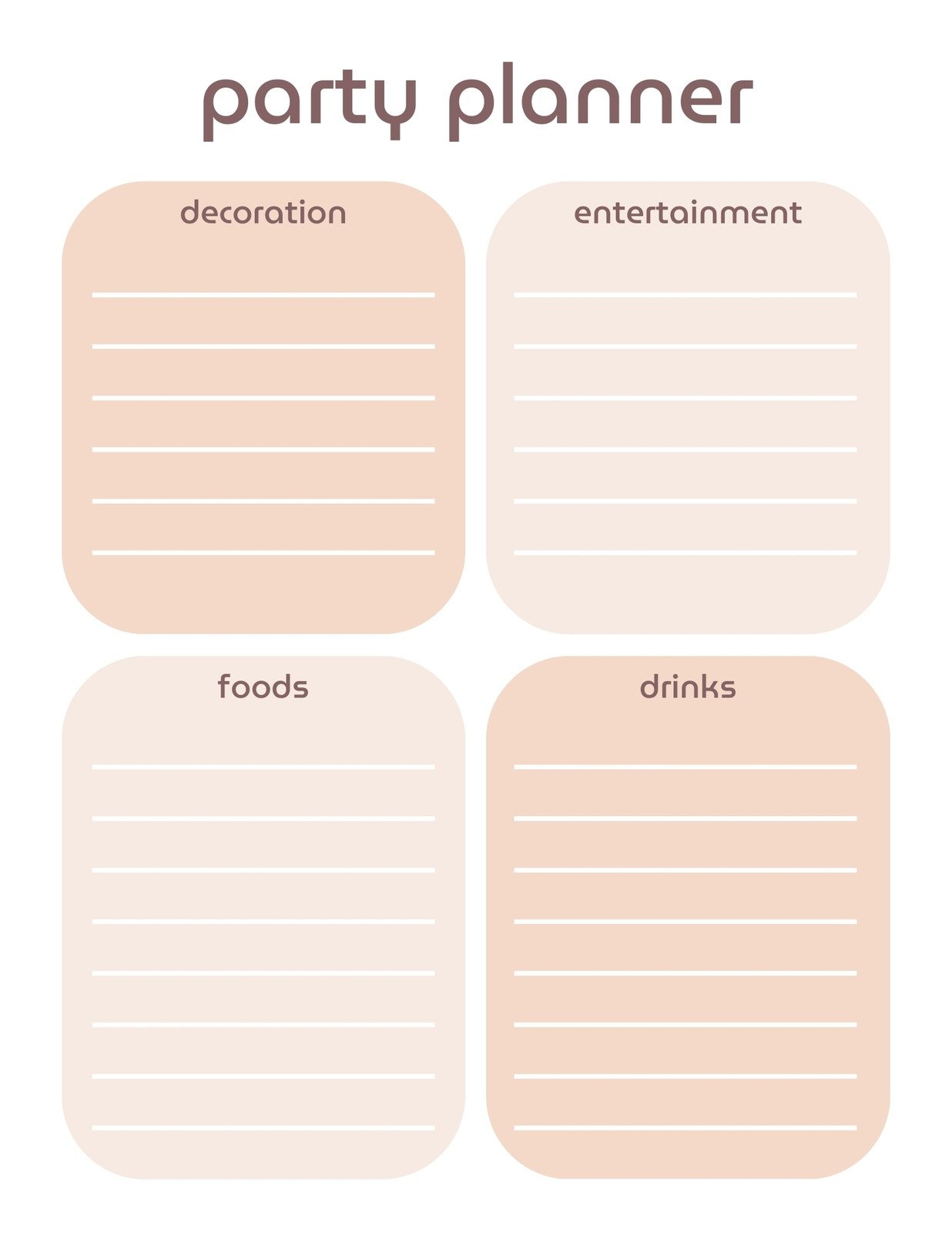 Free Printable Party Planning Checklist