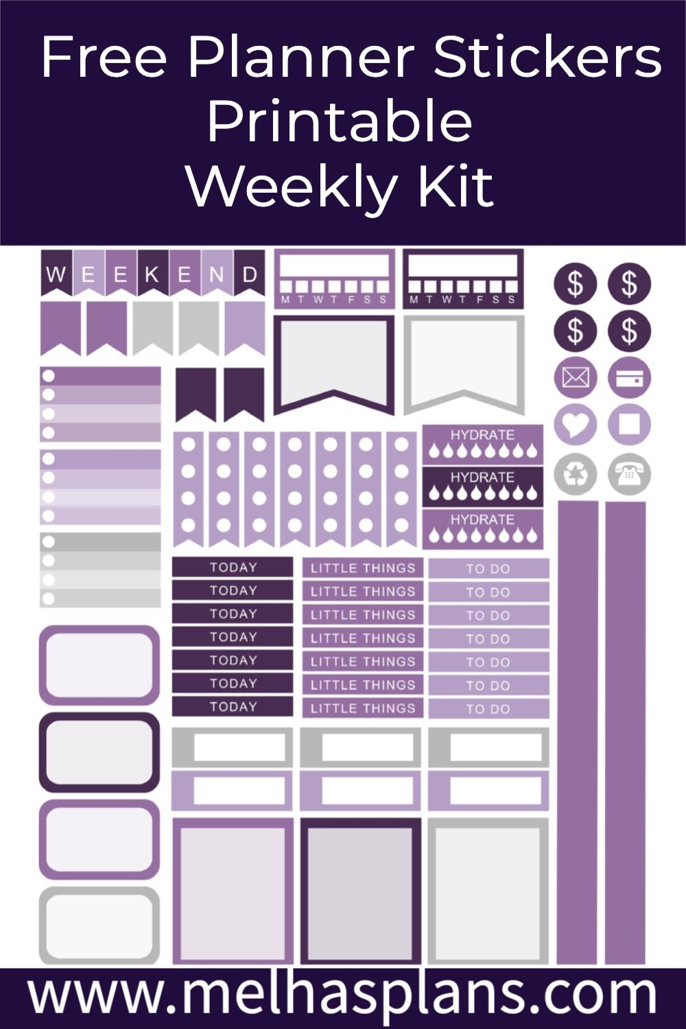 Free Planner Stickers Printable Weekly Kit MelHasPlans