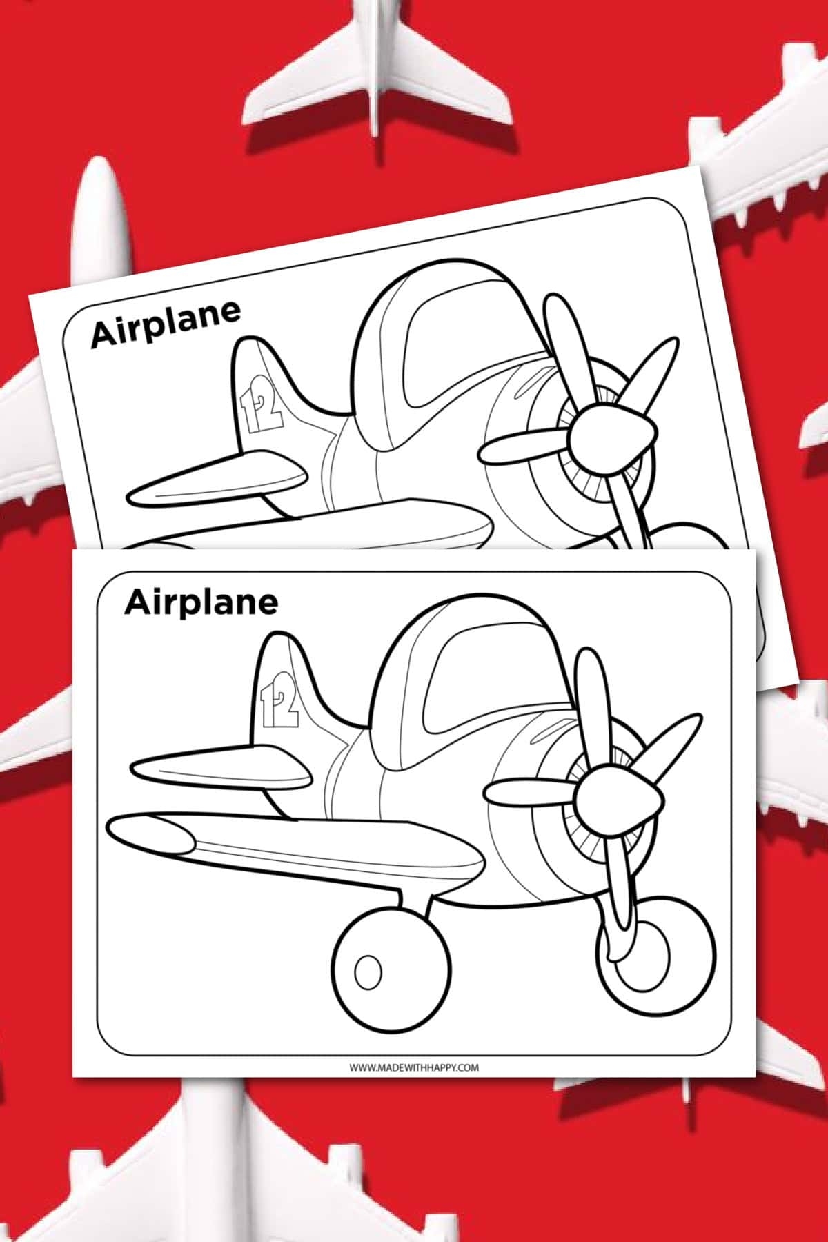 FREE Printable Airplane Coloring Page Made With HAPPY