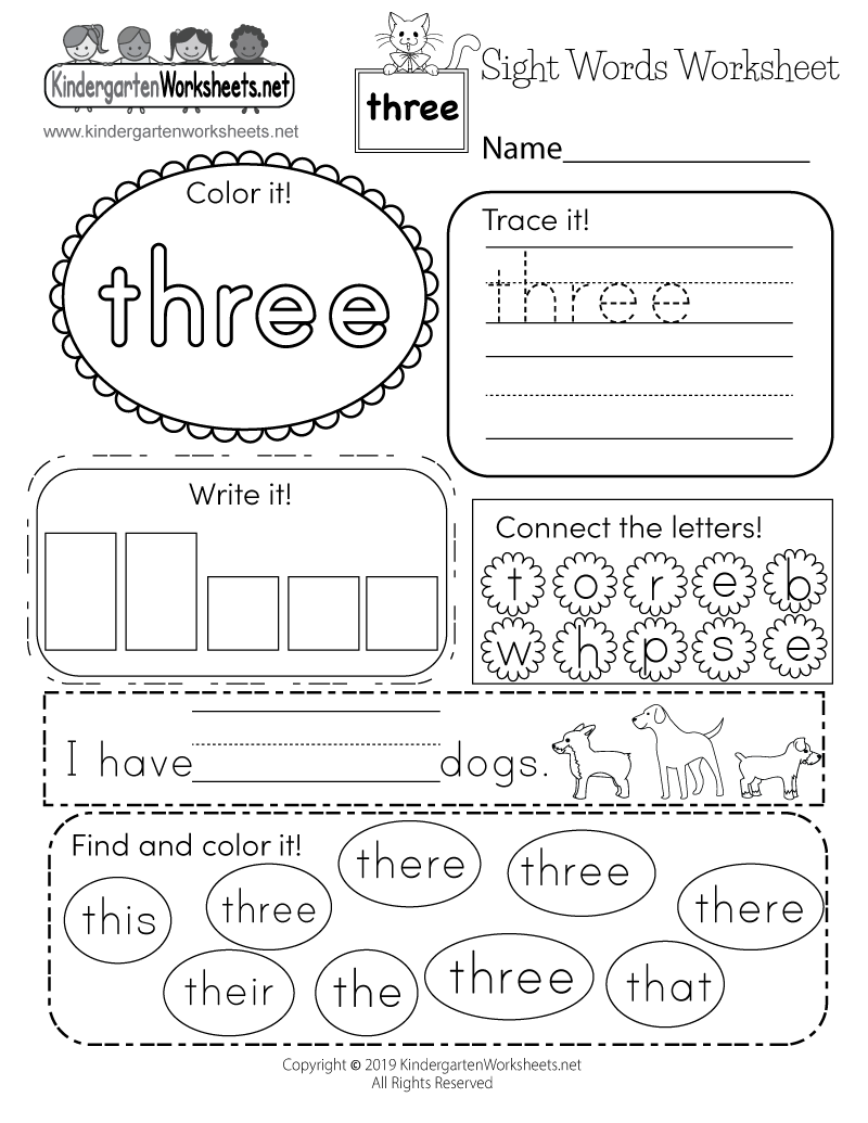 Free Printable Worksheets Sight Words