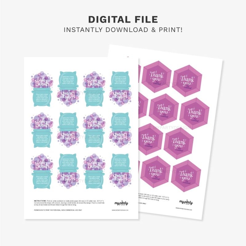 Free Printable Bath Bomb Labels And Thank You Tags My Party Design