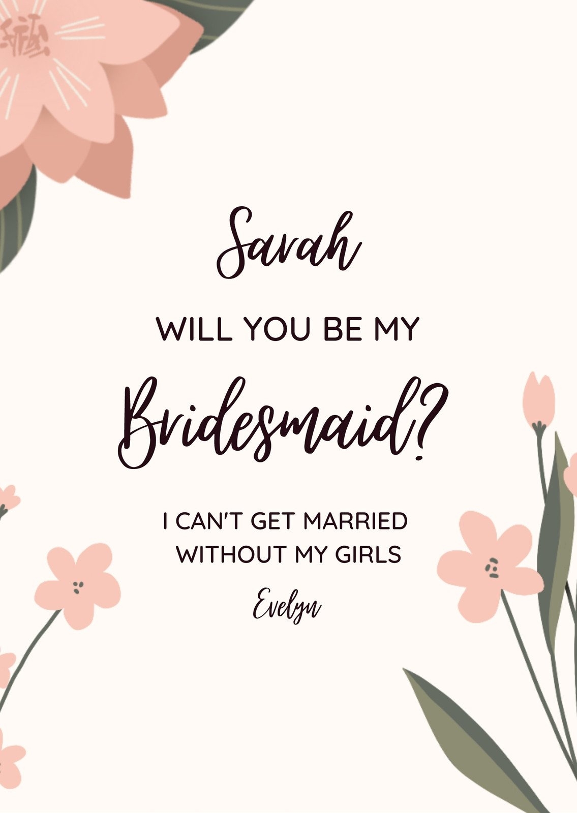 Free Printable Be My Bridesmaid Invitation Templates Canva