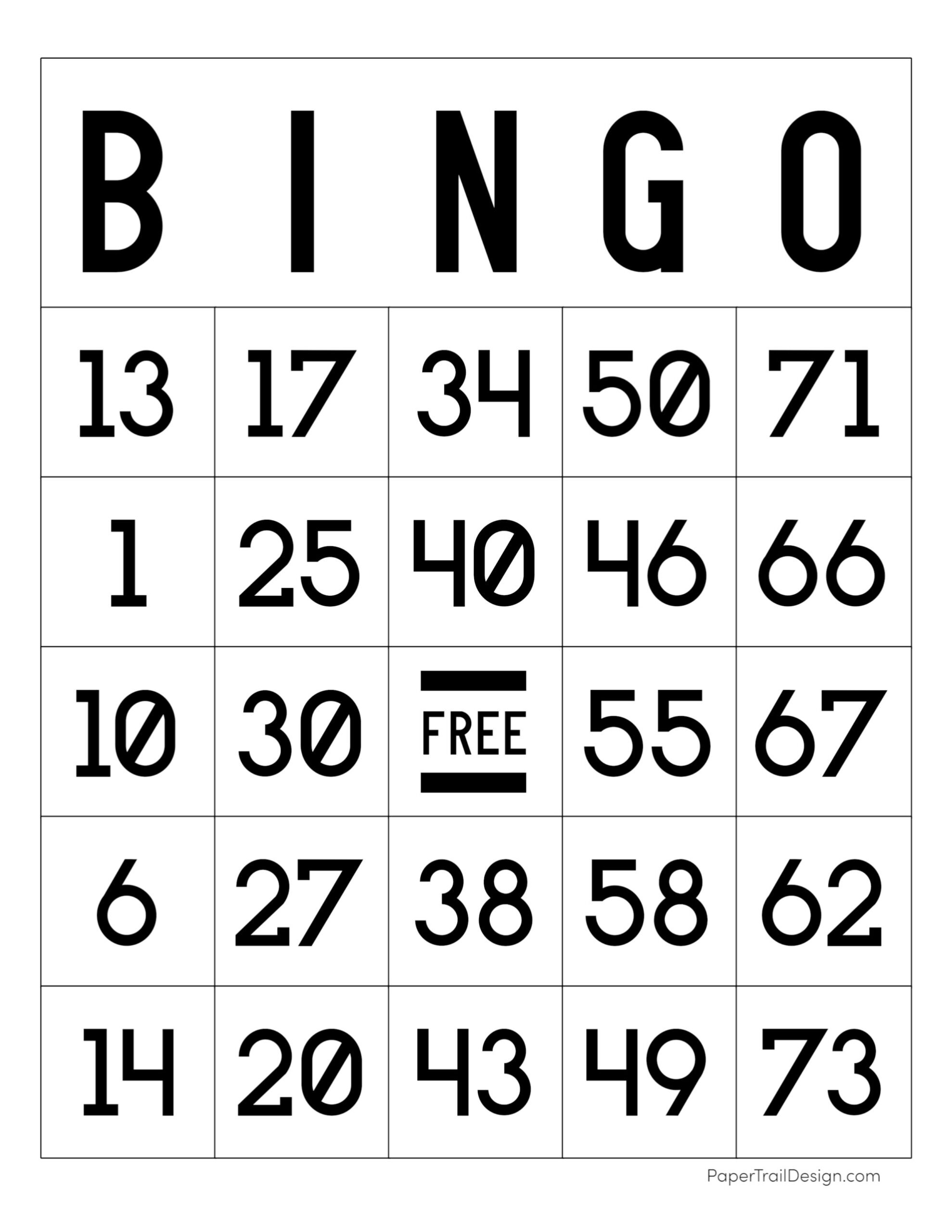 Free Printable Bingo Cards Paper Trail Design