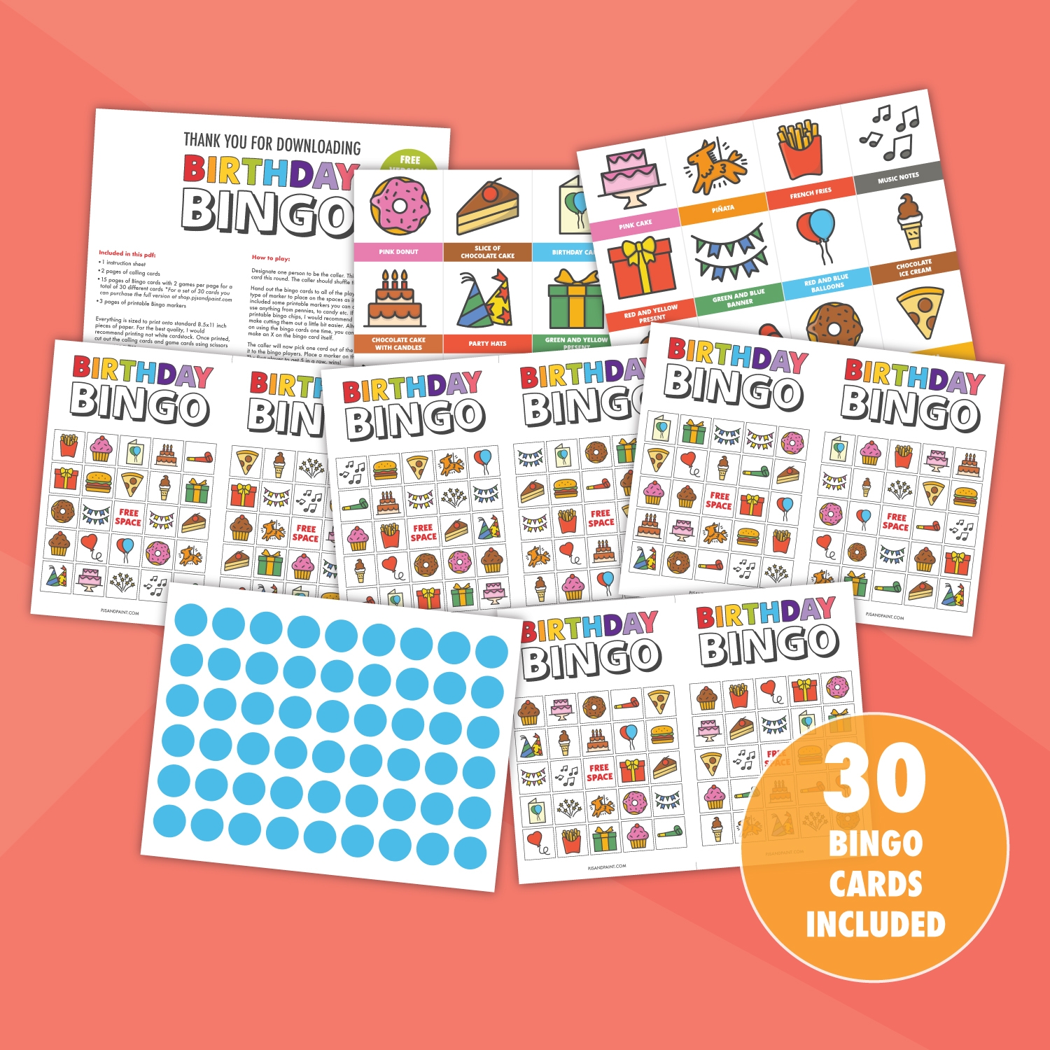 Free Printable Birthday Bingo For Kids Pjs And Paint