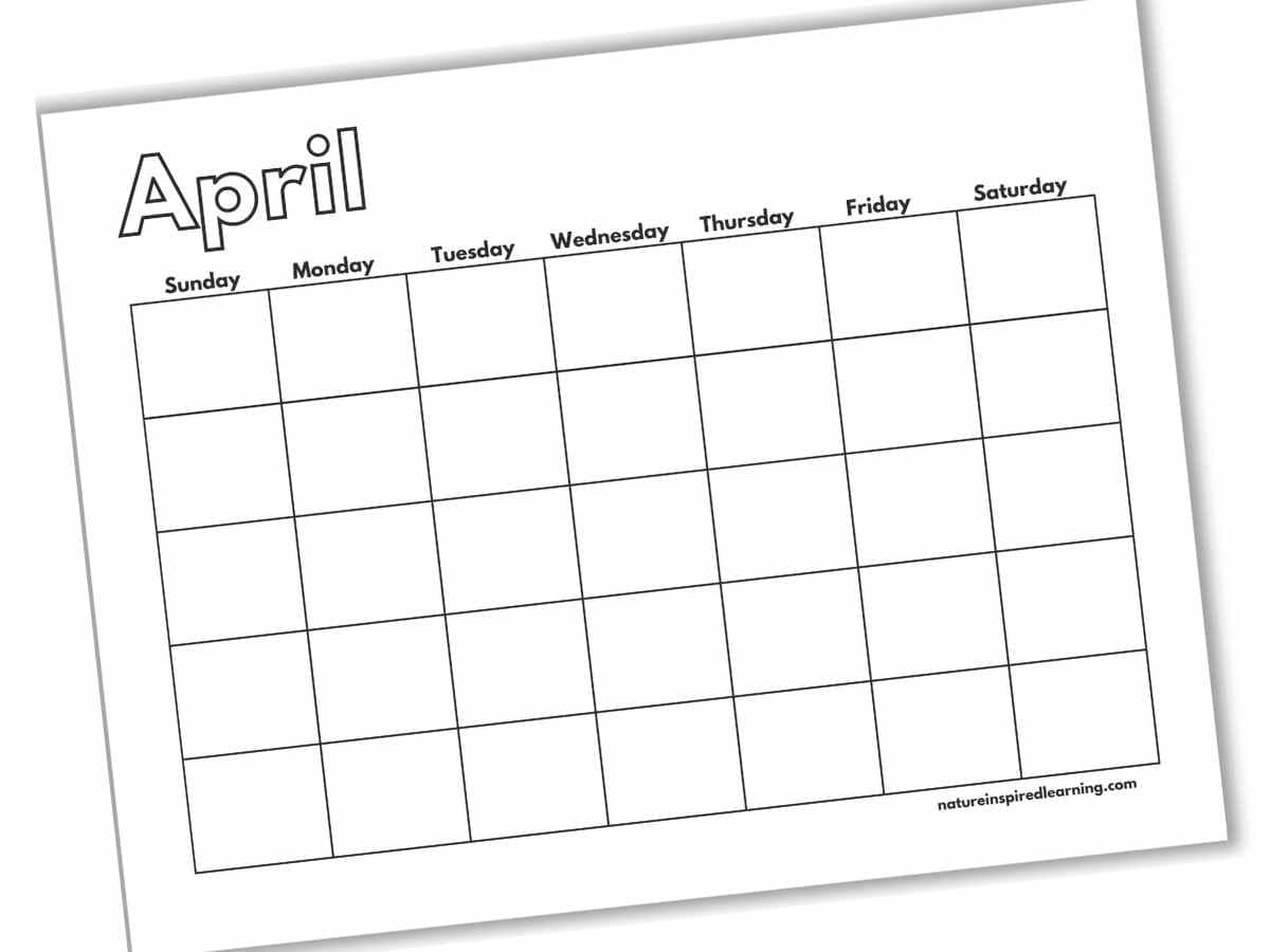 Free Printable Blank Calendars Nature Inspired Learning
