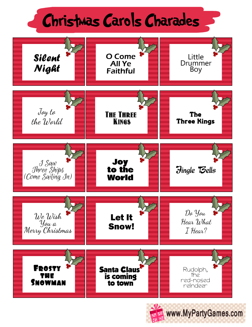 Free Printable Christmas Charades Cards 