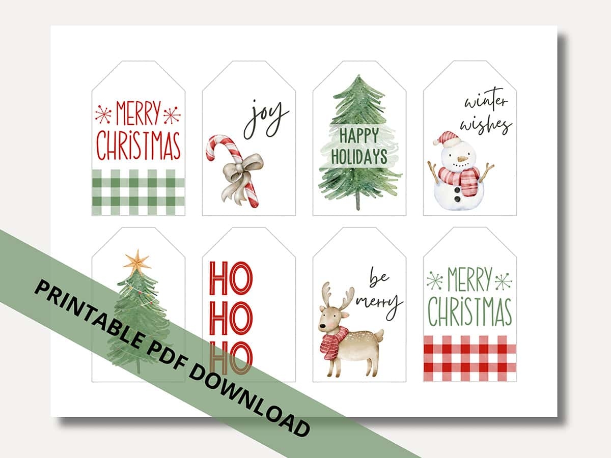 Free Printable Christmas Gift Tags For The Holidays Aubree Originals
